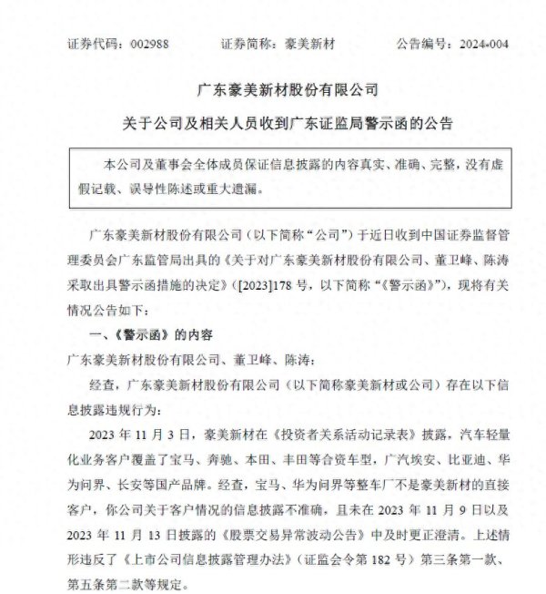 天载策略 豪美新材信披违规：保荐机构光大证券是否尽责履行督导义务？